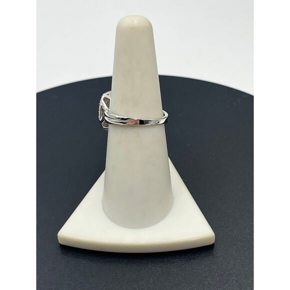 Zatos 925 Sterling Silver Cushion Cut 8mm Lab Opal Smoky Quartz Halo Ring Sz 7 - Picture 4 of 10